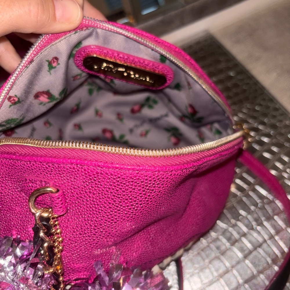 Betsey Johnson Pink Football purse  with Sparkly Pom-Poms - Picture 7 of 11